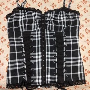 Royal Bones plaid corset top size S